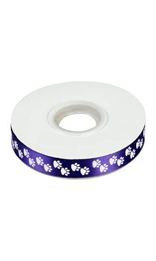 Love Groomers Purple Satin Ribbon With Paw Prints