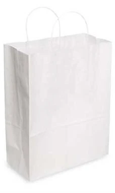 Jumbo White Kraft Paper Shopping Bags - Case Of 200