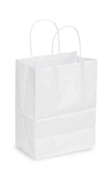 Medium White Kraft Paper Shopping Bags - Case Of 100